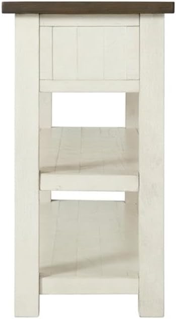 Martin Svensson Home Solid Wood Sofa Console Table, Cream White with Brown Top