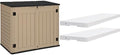 YITAHOME Outdoor Horizontal Storage Sheds 35 Cu Ft,Brown+35 Cuft Resin Storage Shed Shelves 35 Cuft,Gray