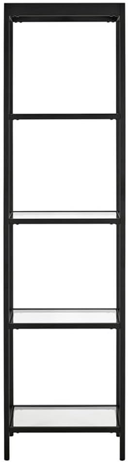 Henn&Hart 70'' Modern 4-Tier Bookcase with Open Glass Shelves for Living Room, Bedroom, or Office, Black