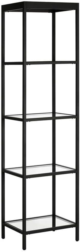 Henn&Hart 70'' Modern 4-Tier Bookcase with Open Glass Shelves for Living Room, Bedroom, or Office, Black