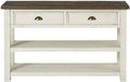 Martin Svensson Home Solid Wood Sofa Console Table, Cream White with Brown Top