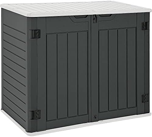 YITAHOME Outdoor Horizontal Storage Sheds 35 Cu Ft,Dark Gray+Resin Storage Shed Shelves 35 Cuft,Gray