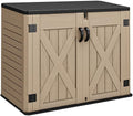 YITAHOME Outdoor Horizontal Storage Sheds 35 Cu Ft,Brown+Resin Storage Shed Shelves 35 Cuft,Gray