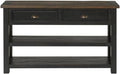 Martin Svensson Home Solid Wood Sofa Console Table, Black with Brown Top