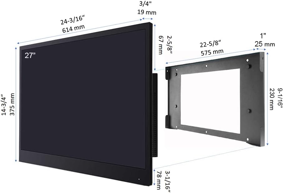 27inch Smart Black TV for Bathroom,Waterproof TV ATSC Tunner Android 11.0 for Hotel/Kitchen,Built-in Speakers,Wi-fi and Bluetooth,B27,Model 2026