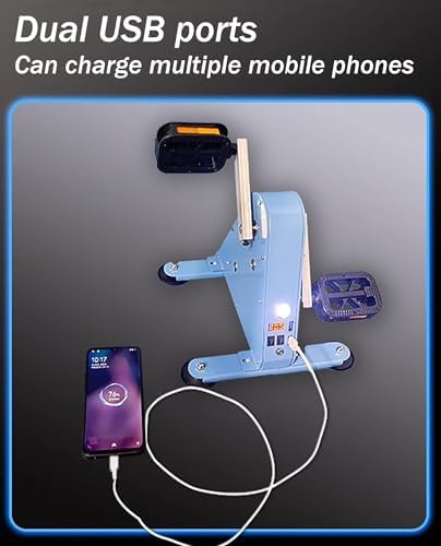 Portable High-power Hand-crank/foot-pedal Generator with Digital Display, Dual USB Output Ports, and LED Lighting Function.