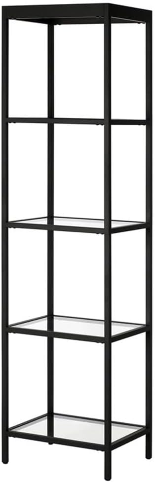 Henn&Hart 70'' Modern 4-Tier Bookcase with Open Glass Shelves for Living Room, Bedroom, or Office, Black