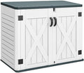 YITAHOME Outdoor Horizontal Storage Sheds 35 Cu Ft,Light Gray+Resin Storage Shed Shelves 35 Cuft,Gray