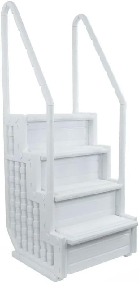 HYDROTOOLS by SWIMLINE 87940 Premium Resin in-Pool Step Entry Exit System with Handrails for Above Ground Pools | 48 to 54 Inch Height | with Extra Large Non Slip Treads and Sand Fillable Posts
