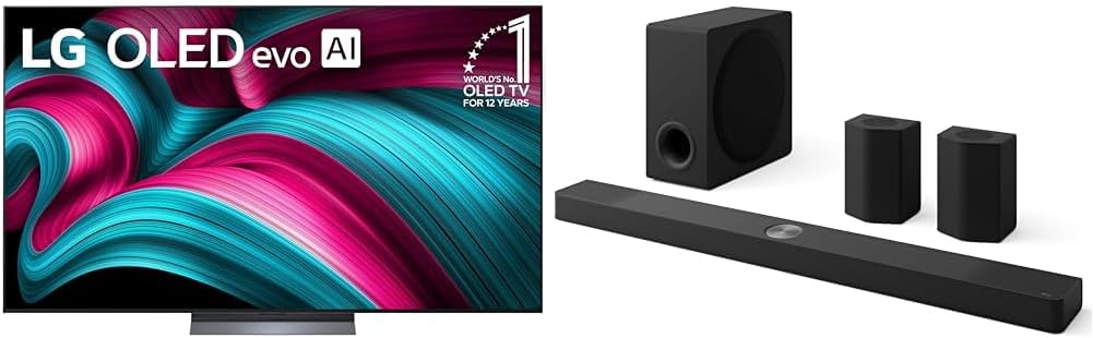 LG 77-Inch Class OLED evo AI 4K C5 Series Smart TV (OLED77C5PUA, 2025) LG S95AR 9.1.5 ch. Home Theater Soundbar (2025 Model)