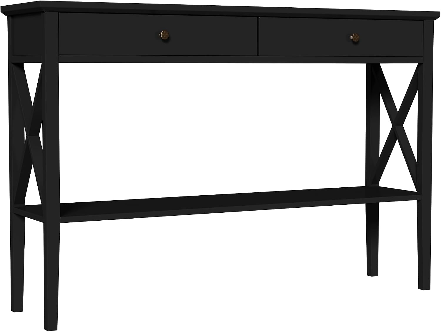 ChooChoo 47' Console Table with Drawers, Narrow Wood Accent Sofa Table Entryway Table with Storage Shelf for Entryway, Front Hall, Hallway, Living Room, Black