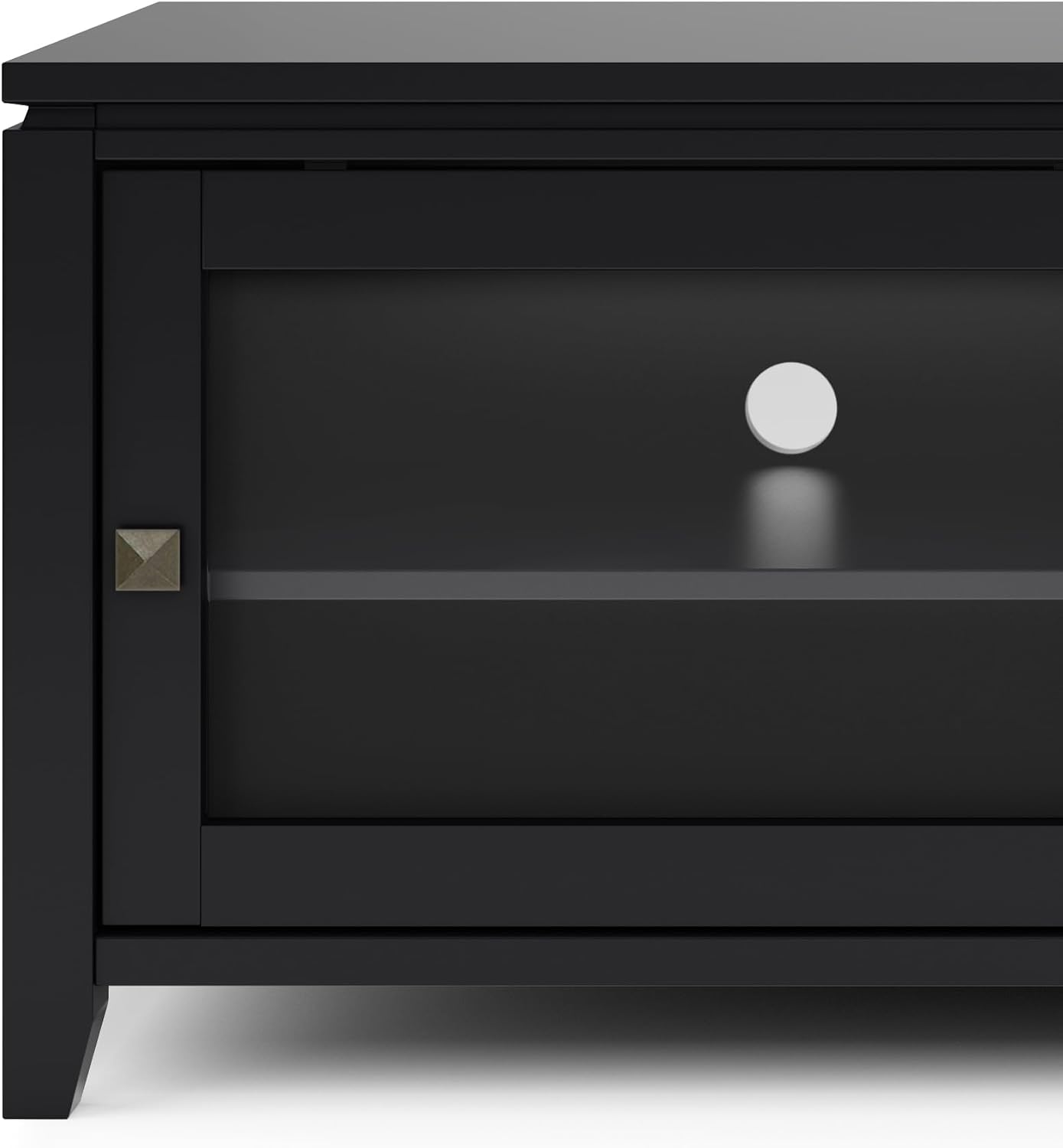 SIMPLIHOME Cosmopolitan TV Stand - 48 inch Wide Solid Wood Media Console in Black, Contemporary Entertainment Center for Living Room for TVs up to 55 Inches with Sliding Doors and Adjustable Shelves