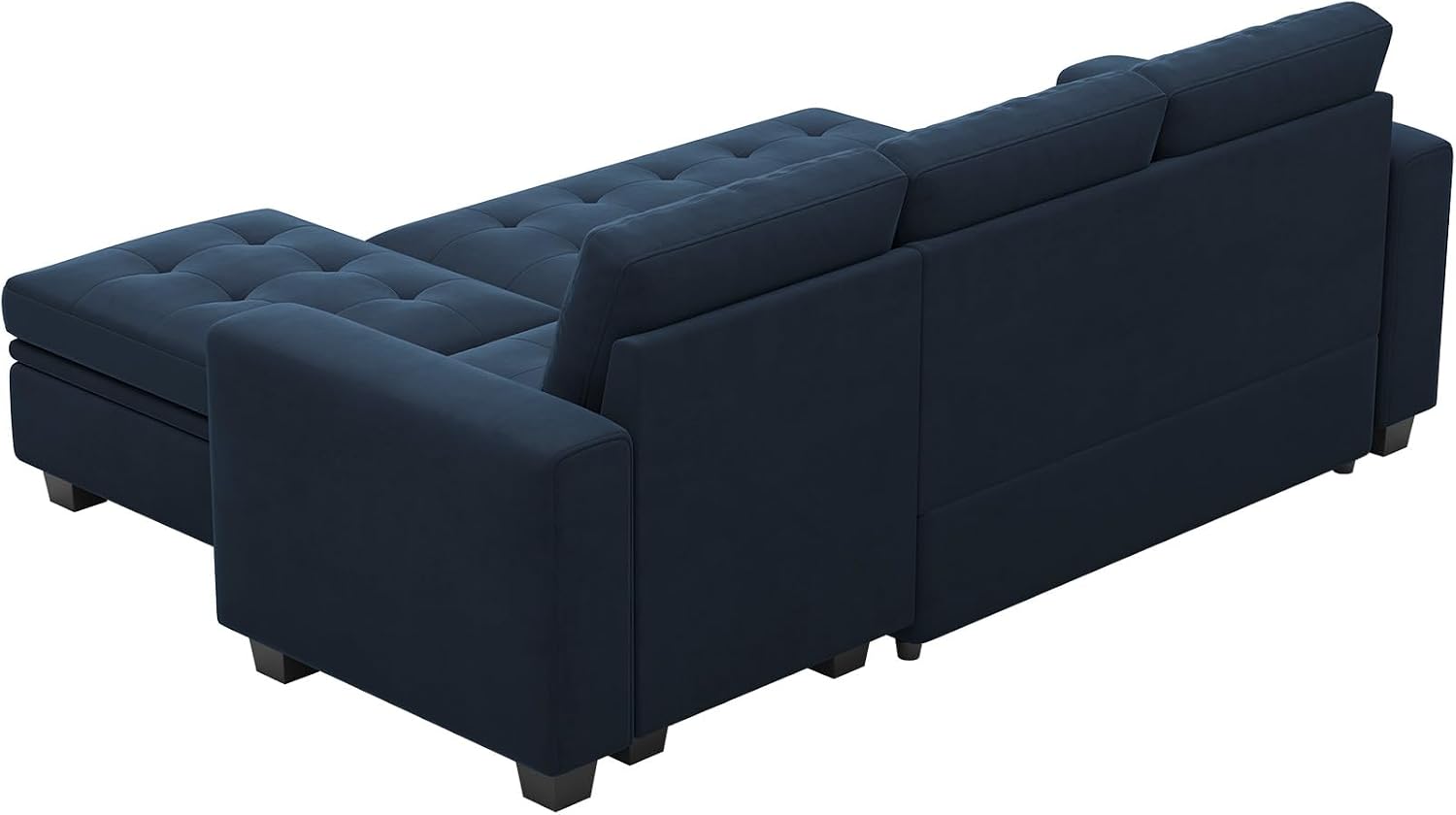 Belffin Sectional Sleeper Sofa with Pull Out Couch Bed Modular Sectional Sofa with Storage Velvet L Shaped Couch Sleeper Bed Blue