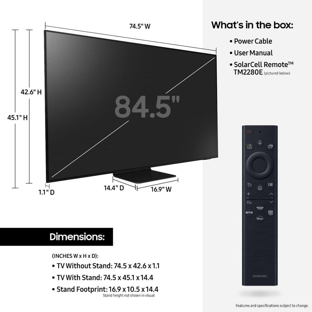SAMSUNG 85' Class Neo QLED 4K QN90B Series Mini LED Quantum HDR 32x, Dolby Atmos,Object Tracking Sound+,Anti-Glare,Ultra Viewing Angle,Smart TV,Bluetooth with Alexa Built-In(QN85QN90BAFXZA,2022 Model)