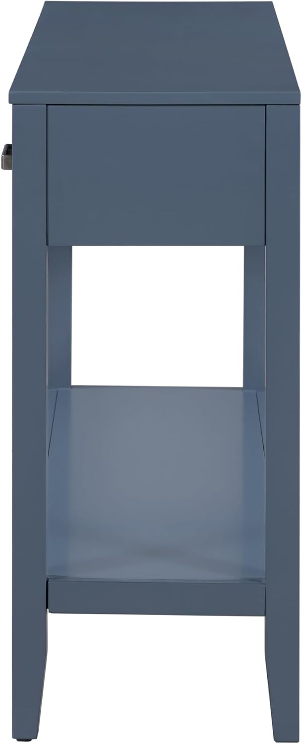Merax Entryway Console Table with Storage, 3 Drawers Design/Wood Frame/Behind Couch & Sofa, Blue