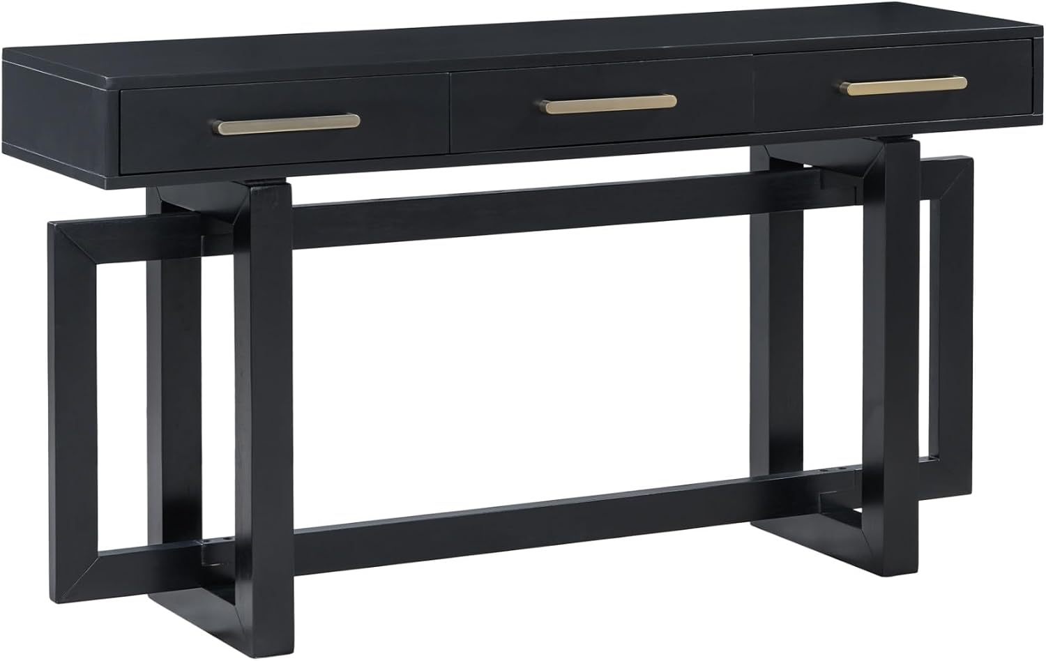 57' Entryway Console Sofa Table with Storage Drawers, Long Narrow Behind Couch Furniture for Living Room, Entrance, Hallway, Front Door, Black