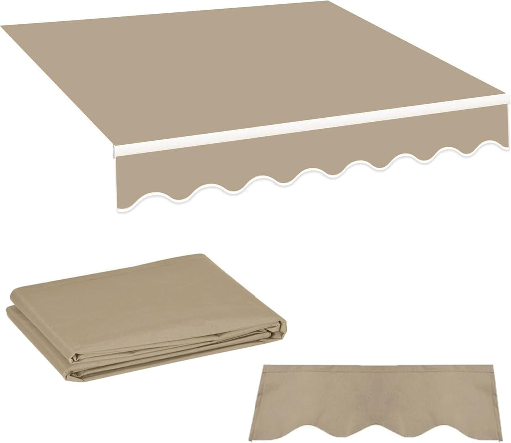 Patio Retractable Awning Fabric Replacement Outdoor Sun Shade Awning Cover with Uv Protection 8ft 10ft 12ft 13ft 16ft 20ft Sun Shade Shelter Waterproof Canopy Cloth(Size:14x10ft,Color:Sand)