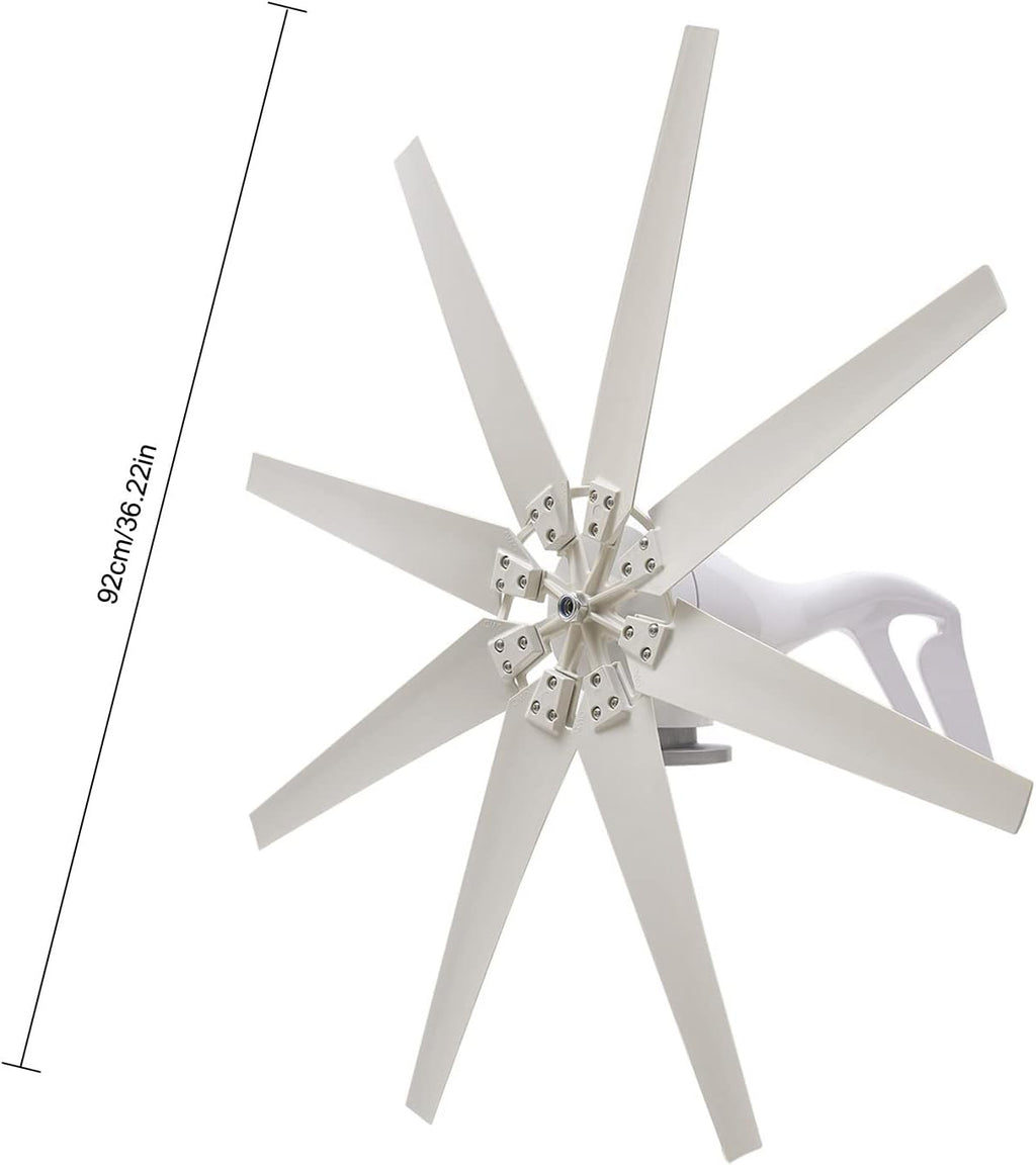 Wind Turbine Generator, 600W Charge Controller Wind Generator Kit 12V Wind Turbine Machine 8 Blade Wind Power Generator Wind Power Tool for Boats Homes RVs Cabins Hybrid Solar Wind System