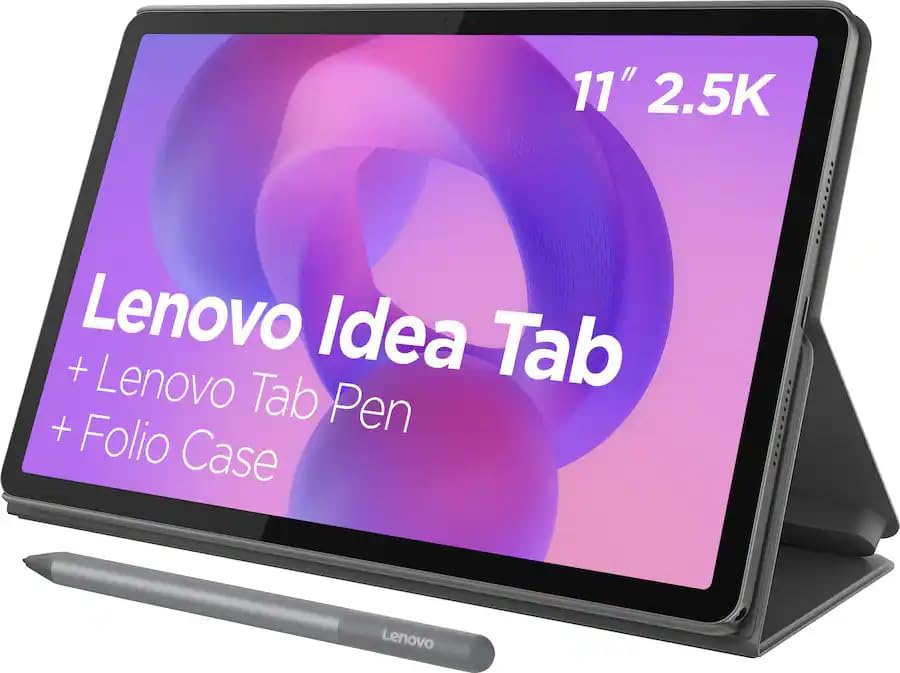 Lenovo Idea Tab 11' Tablet with Pen & Folio Case - Dimensity 6300-8GB RAM - 128 GB Storage - Android 15-2.5K - 90 Hz - Luna Grey (ZAFR0929US)