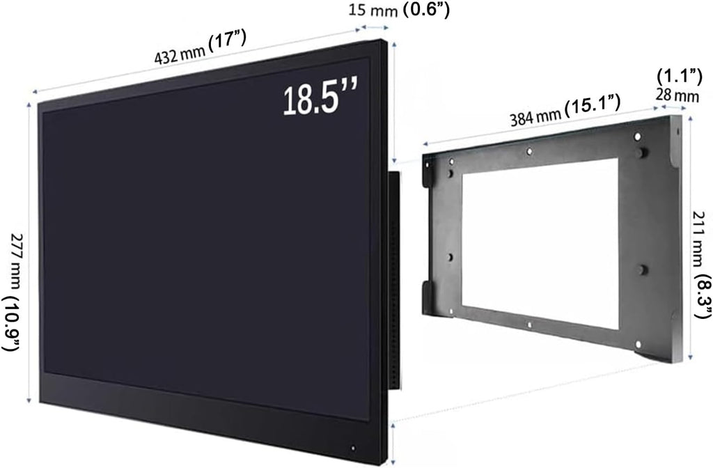 18.5 inch Smart Black TV for Bathroom,Waterproof TV ATSC Tunner Android 11.0 for Hotel/Kitchen,Built-in Speakers,Wi-fi and Bluetooth,B185,Model 2026