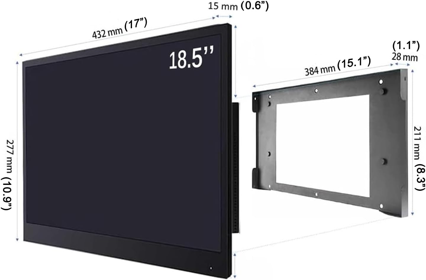 18.5 inch Smart Black TV for Bathroom,Waterproof TV ATSC Tunner Android 11.0 for Hotel/Kitchen,Built-in Speakers,Wi-fi and Bluetooth,B185,Model 2026