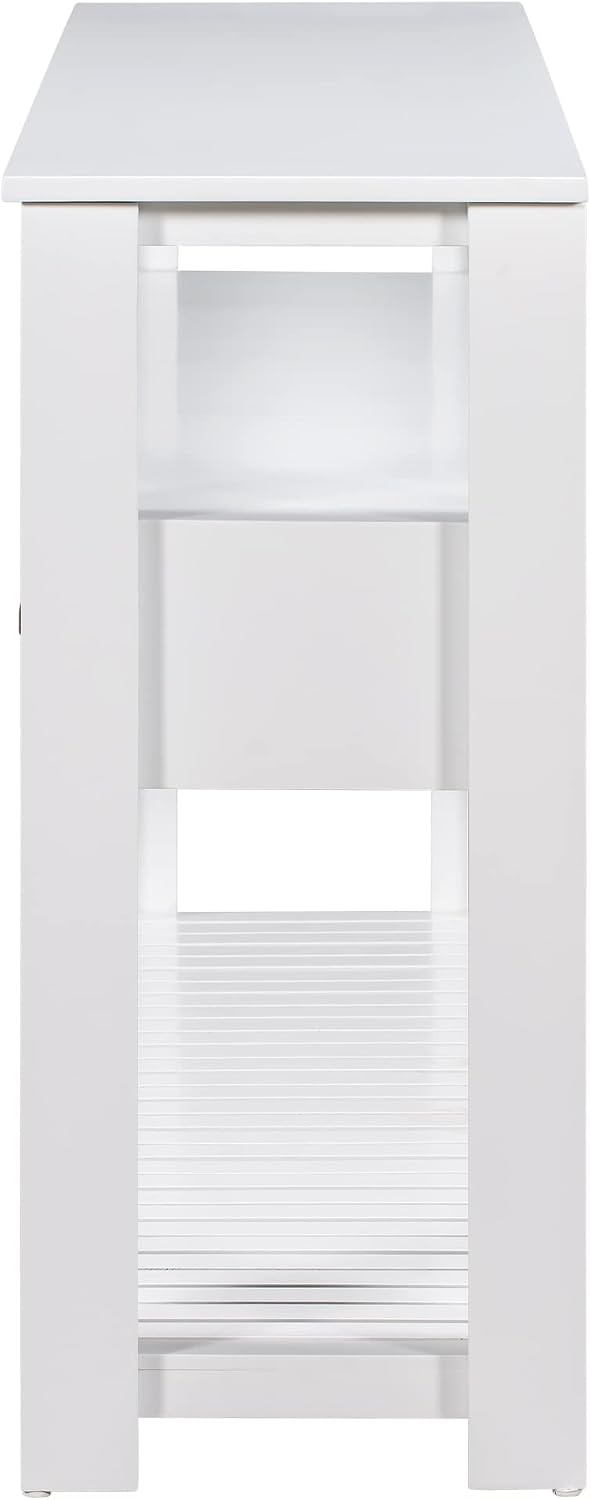 LKTART Console Table for Entryway with 4 Drawers,61.5'' Long Sofa Table with 3-Tier Open Shelves,Entry Table for Hallway,Foyer,Living Room,White