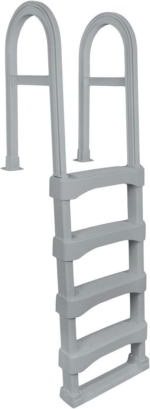 Snap-Lock Deck Ladder for Above-Ground Swimming Pools in Gray – 60-in Max Height
