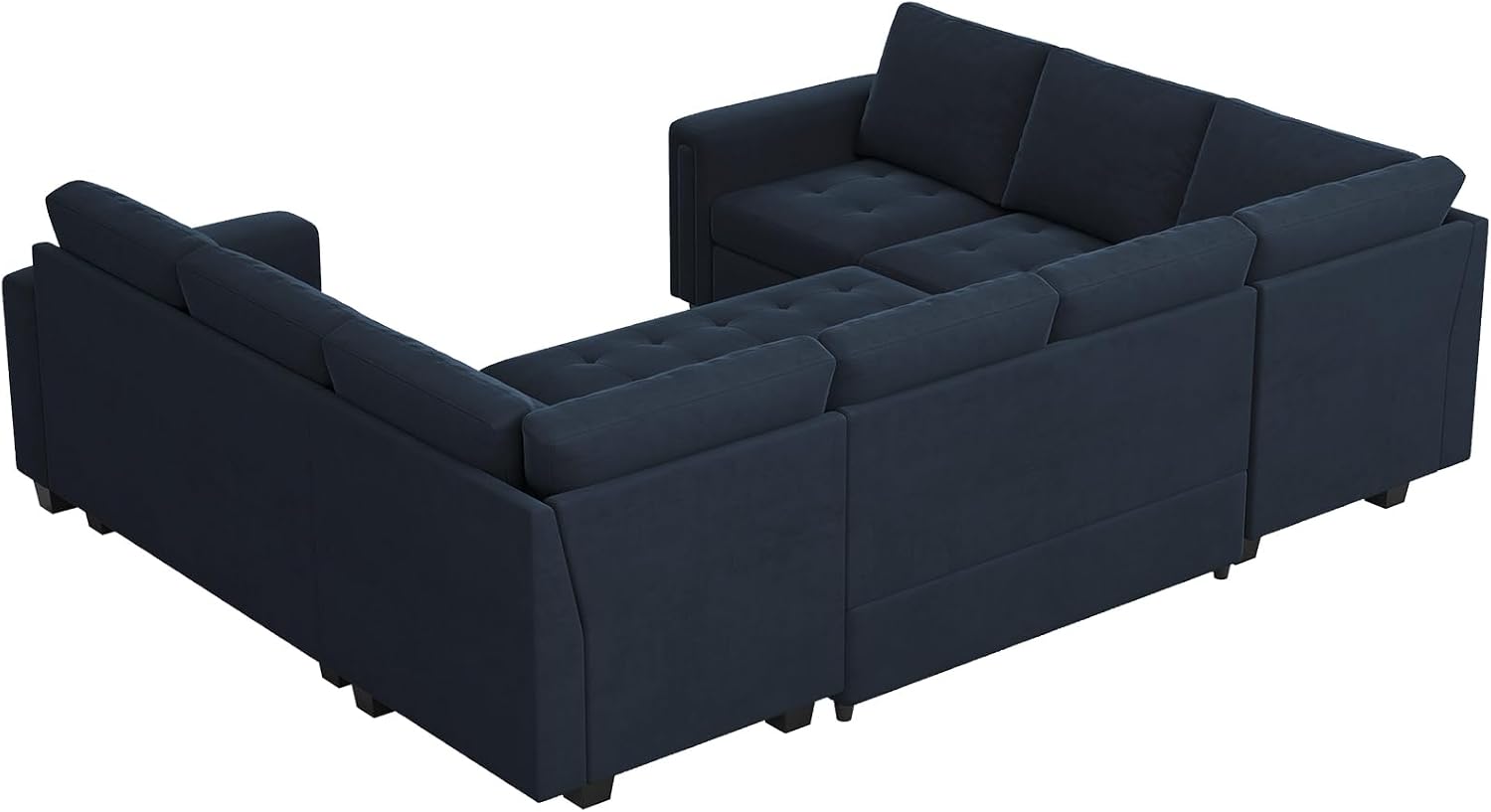 Belffin Modular U Shaped Sectional Sleeper Sofa with Pull Out Couch Bed Velvet Blue Couch