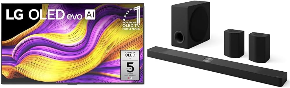 LG 55-Inch Class OLED evo AI 4K G5 Series Smart TV (OLED55G5WUA, 2025) LG S95AR 9.1.5 ch. Home Theater Soundbar (2025 Model)