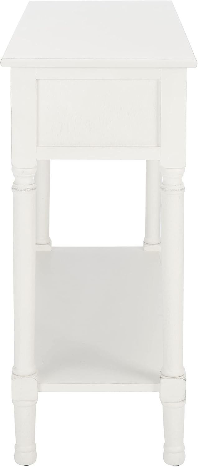 Safavieh Home Collection Allura Distressed White 2-Drawer Bottom Shelf Console Table