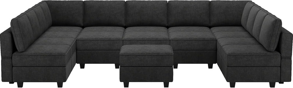 Belffin Modular Sectional Sleeper Sofa Couch Bed Oversized U Shaped Cocuh with Storage Convertible Sleeper Sofa Bed. Black