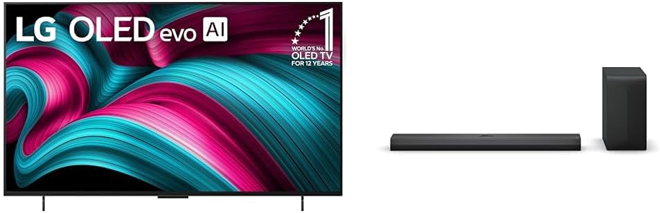 LG 42' OLED evo C5 4K TV, S70TY 3.1.1-Channel Soundbar, Dolby Atmos, Wow Orchestra, Rear Speaker Ready, Wireless Subwoofer