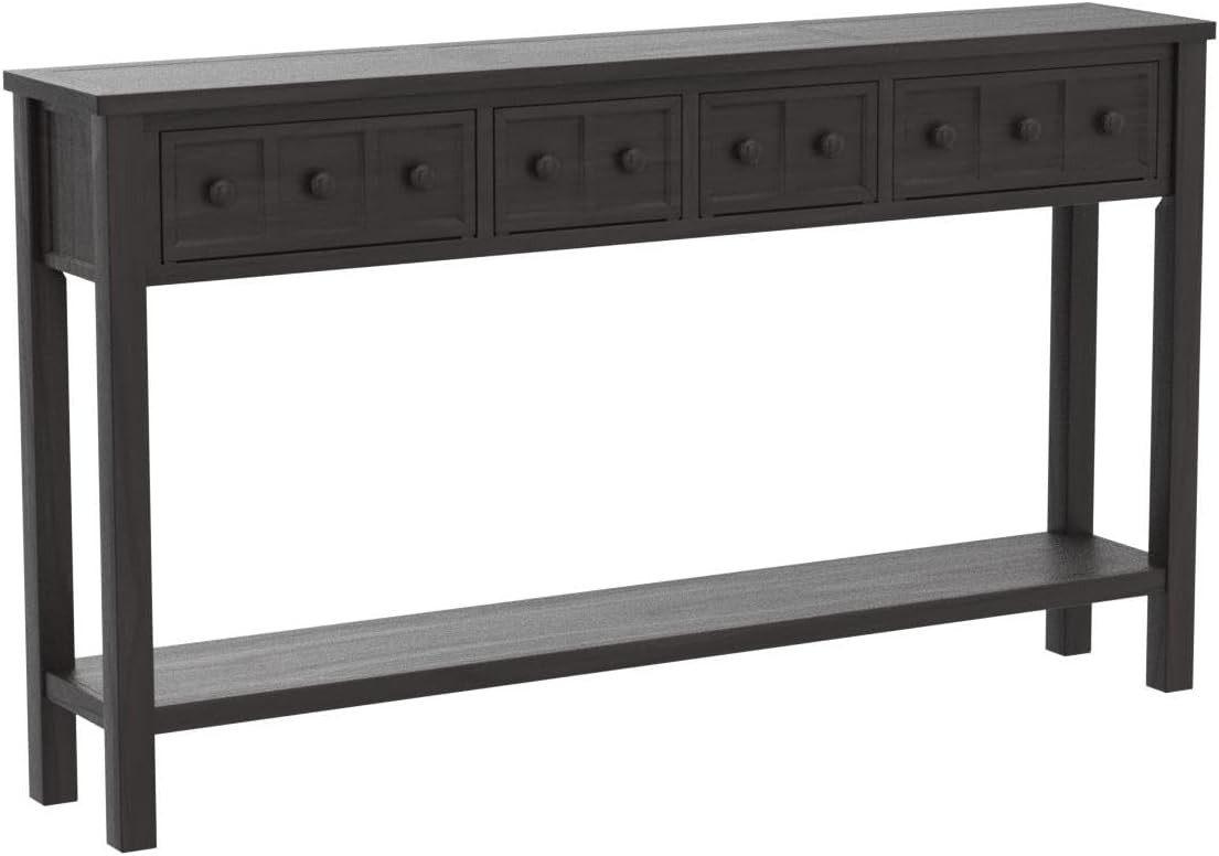 Merax Vintage Entryway Table 60 inch,Long Console Table with Drawers and Shelf for Entryway Easy Assembly Hallway Table