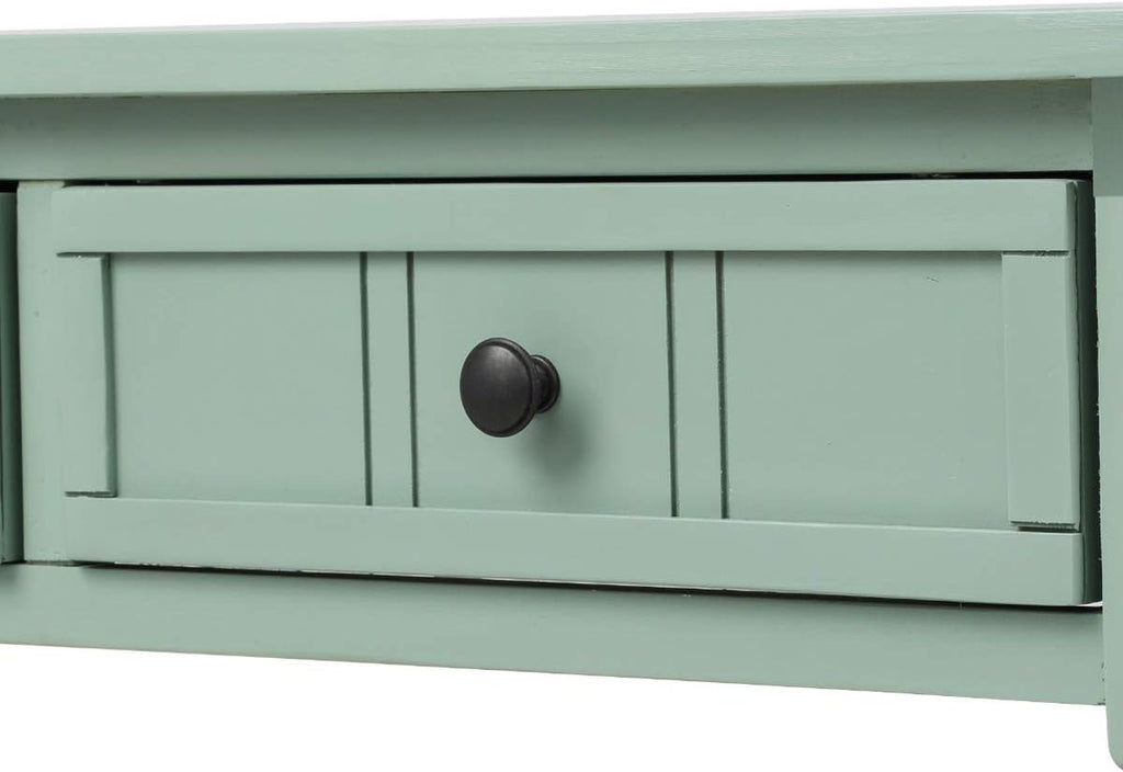 Knocbel Antique Entry Console Table with Drawers & Bottom Open Shelf, Wood Sofa Tables for Entryway Hallway Living Room, 35.43' W x 13.8' D x 30.25' H, Retro Blue