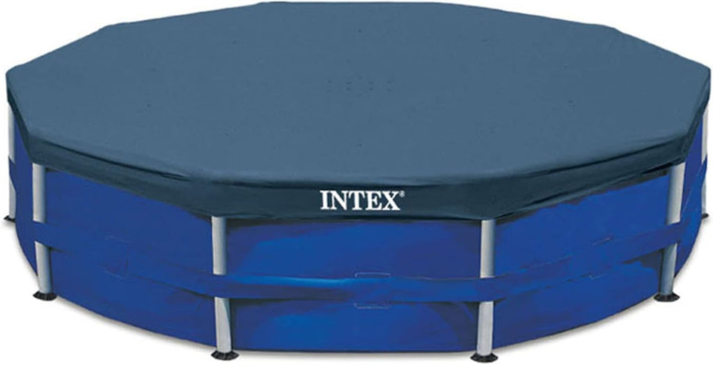 Intex Metal Frame 10ft x 30in Round Above Ground Outdoor Swimming Pool Set with 330 GPH Filter Pump, Cartridge, and Protective Round Pool Cover