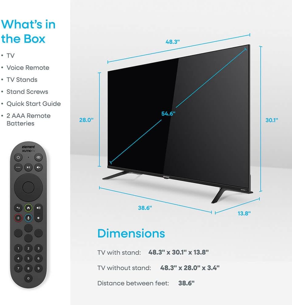 Element E550AE55CG 55 inch Class Revolution Series 4K UHD HDR LED Smart Xumo TV