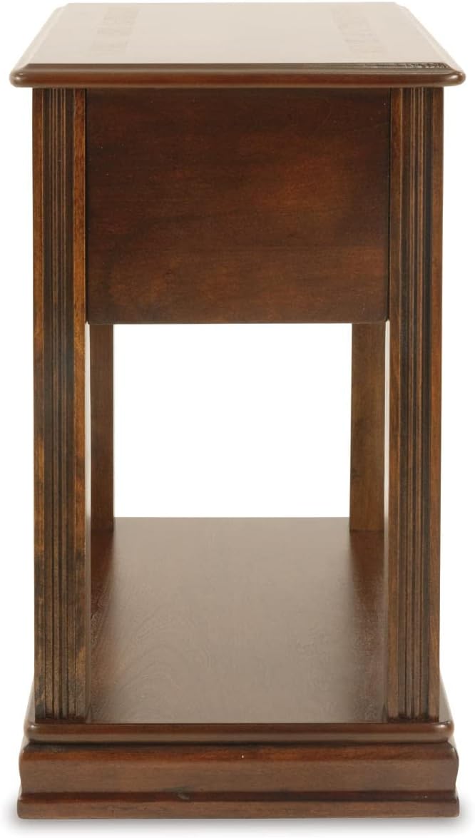 Signature Design by Ashley Breegin Chair Side End Table, 1 Drawer, 1 Fixed Shelf, Veneers, Wood, 13.13' W x 22.13' D x 23' H, Brown