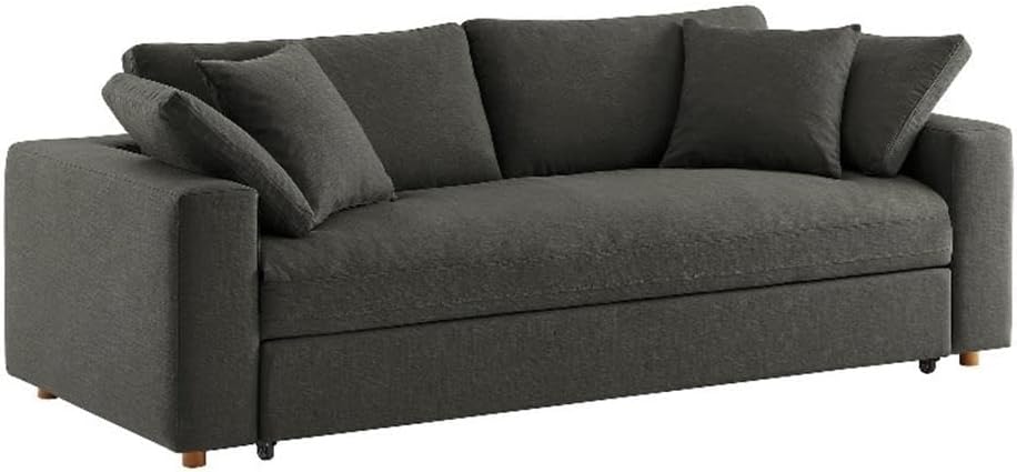 Modway Commix Down Filled Fabric Sleeper Sofa in Gray