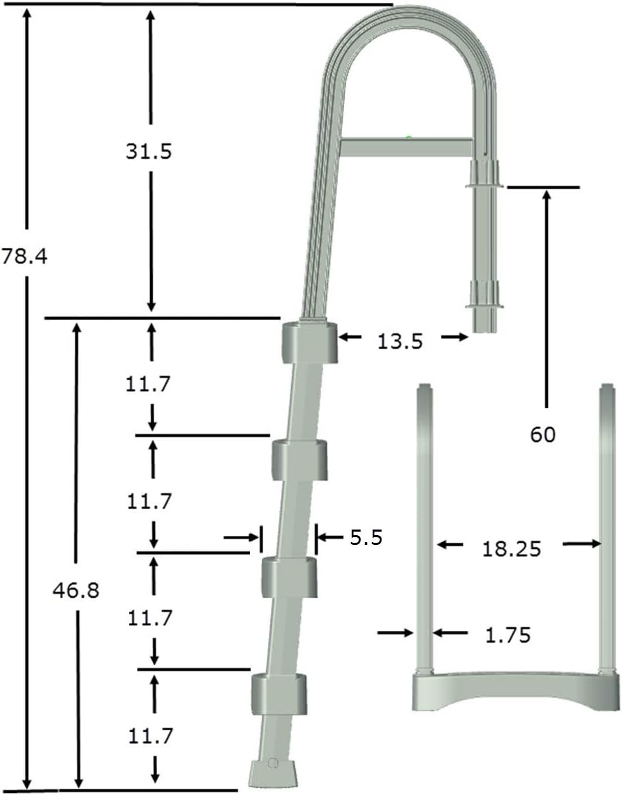 Snap-Lock Deck Ladder for Above-Ground Swimming Pools in Taupe – 60-in Max Height