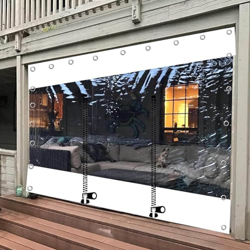 PVC Door Curtain Clear Tarp Curtains with Zip Door Waterproof Transparent Side Panels for Outdoor Pergola Gazebo Porch PVC Tarpaulin with Grommets (00x220cm(16.4 * 7.2ft))