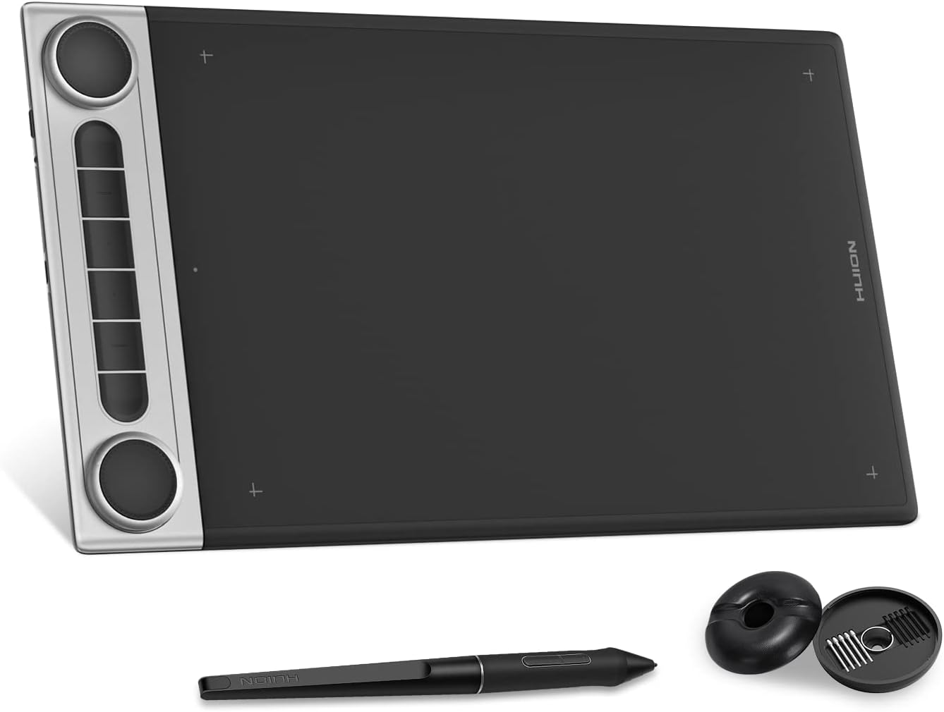 HUION Inspiroy Dial 2 Bluetooth Wireless Graphics Drawing Tablet with Dual Dials Bundle with Sketelon Glove for Digital Art, Animation and Graphics Design