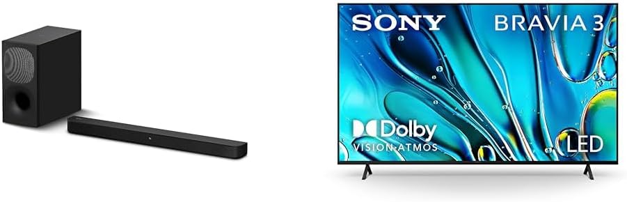 Sony 55 Inch 4K Ultra HD TV BRAVIA 3 LED Smart Google TV with Dolby Vision HDR and Exclusive Features for PlayStation®5 (K-55S30), 2024 Model HT-S400 2.1ch Soundbar