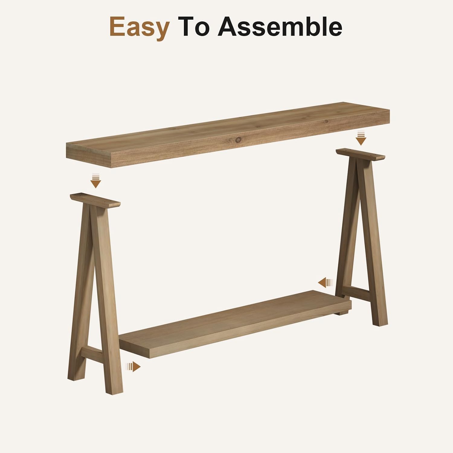 HOKYHOKY Solid Wood Console Tables - 63' Pinewood Farmhouse Rustic Hallway Table, Foyer Tables Living Room, Solid Firwood Sofa Table for Entryway, Brown