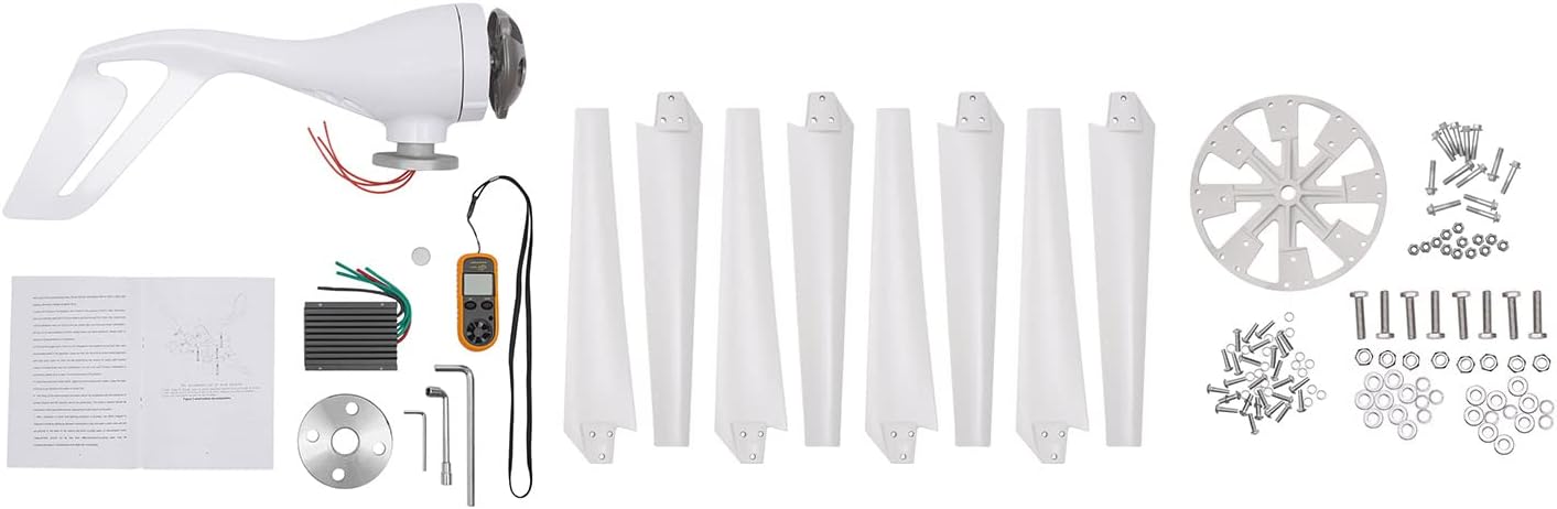 Wind Turbine Generator, 600W Charge Controller Wind Generator Kit 12V Wind Turbine Machine 8 Blade Wind Power Generator Wind Power Tool for Boats Homes RVs Cabins Hybrid Solar Wind System