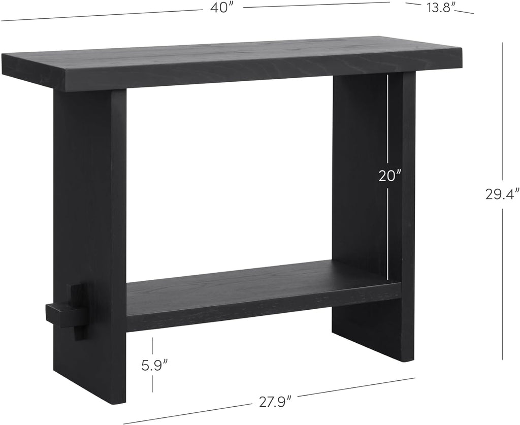 Nathan James Virgo Wood Accent Storage Console Sofa Table, for Entryway, Hallway or Living Room, Reclaimed Black Oak - Set of 2