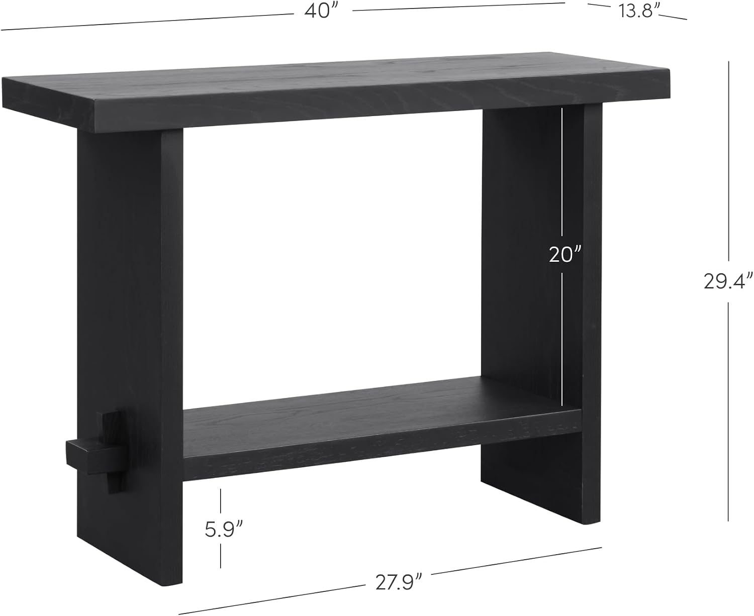 Nathan James Virgo Wood Accent Storage Console Sofa Table, for Entryway, Hallway or Living Room, Reclaimed Black Oak