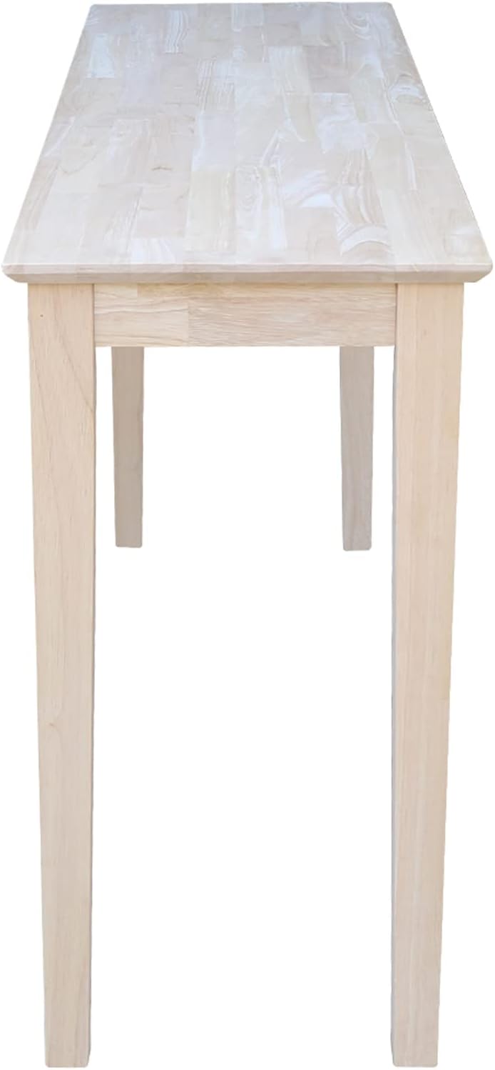 International Concepts Shaker Console Table, 60-Inch Long, Solid Parawood, Unfinished