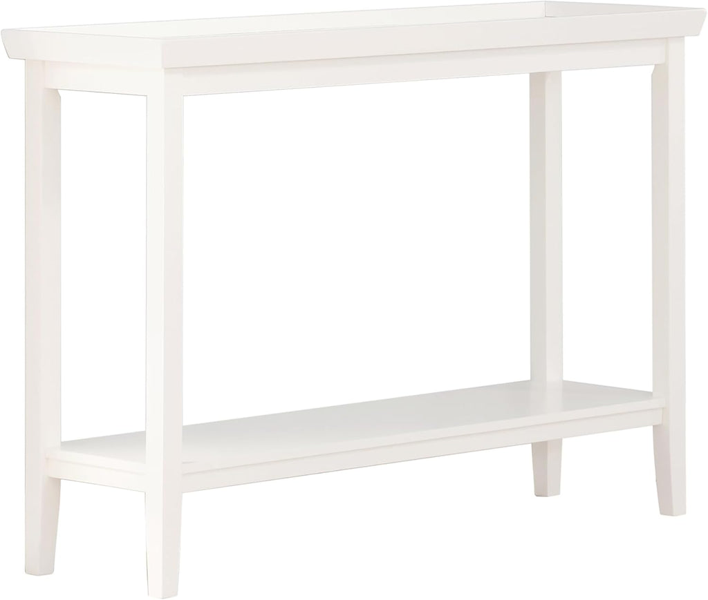 Convenience Concepts Ledgewood Console Table 48' - Modern Narrow Sofa Display Accent with Storage Shelf for Transitional, Traditional Living Room, Entryway, Hallway, or Bedroom, White