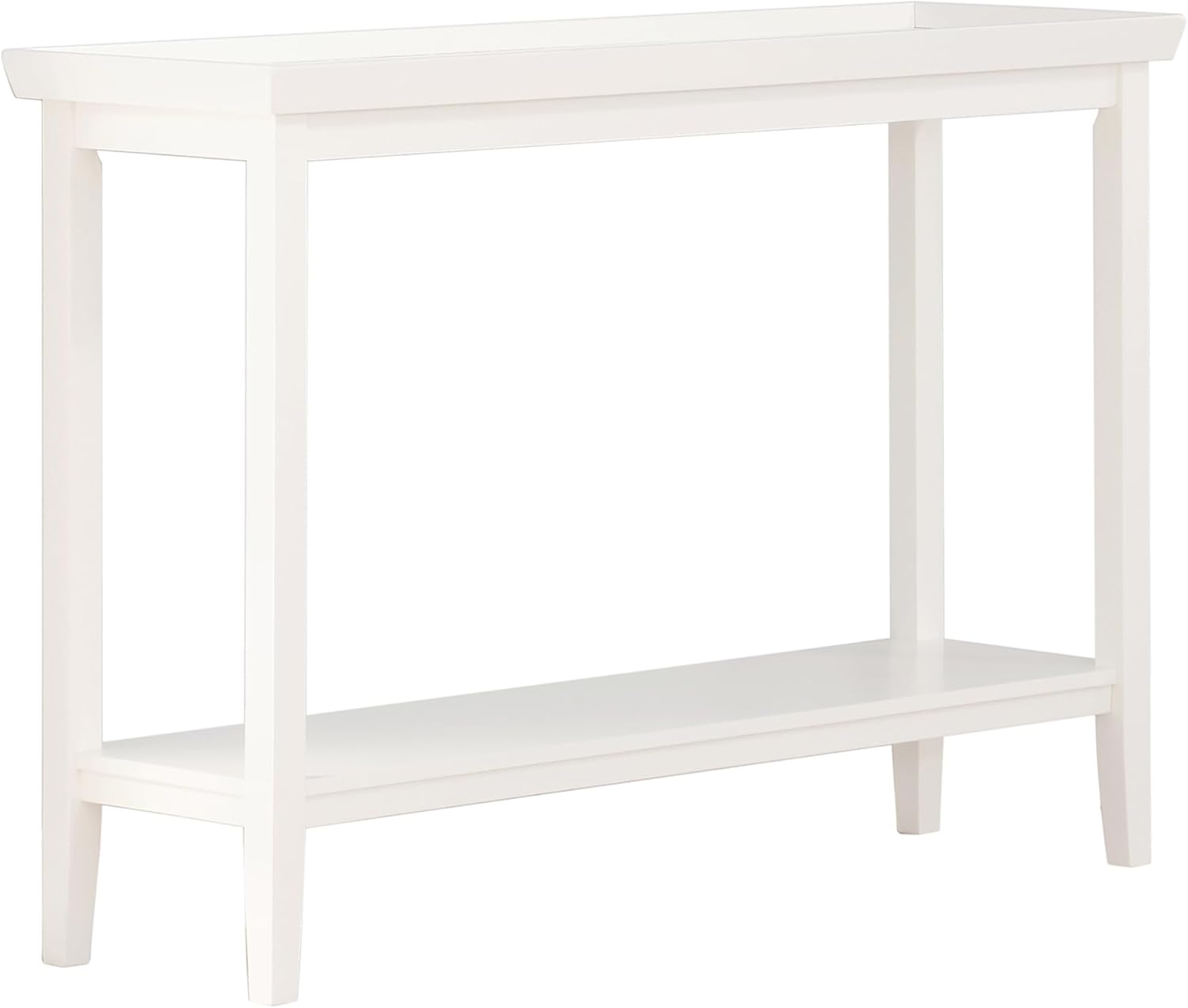 Convenience Concepts Ledgewood Console Table 48' - Modern Narrow Sofa Display Accent with Storage Shelf for Transitional, Traditional Living Room, Entryway, Hallway, or Bedroom, White