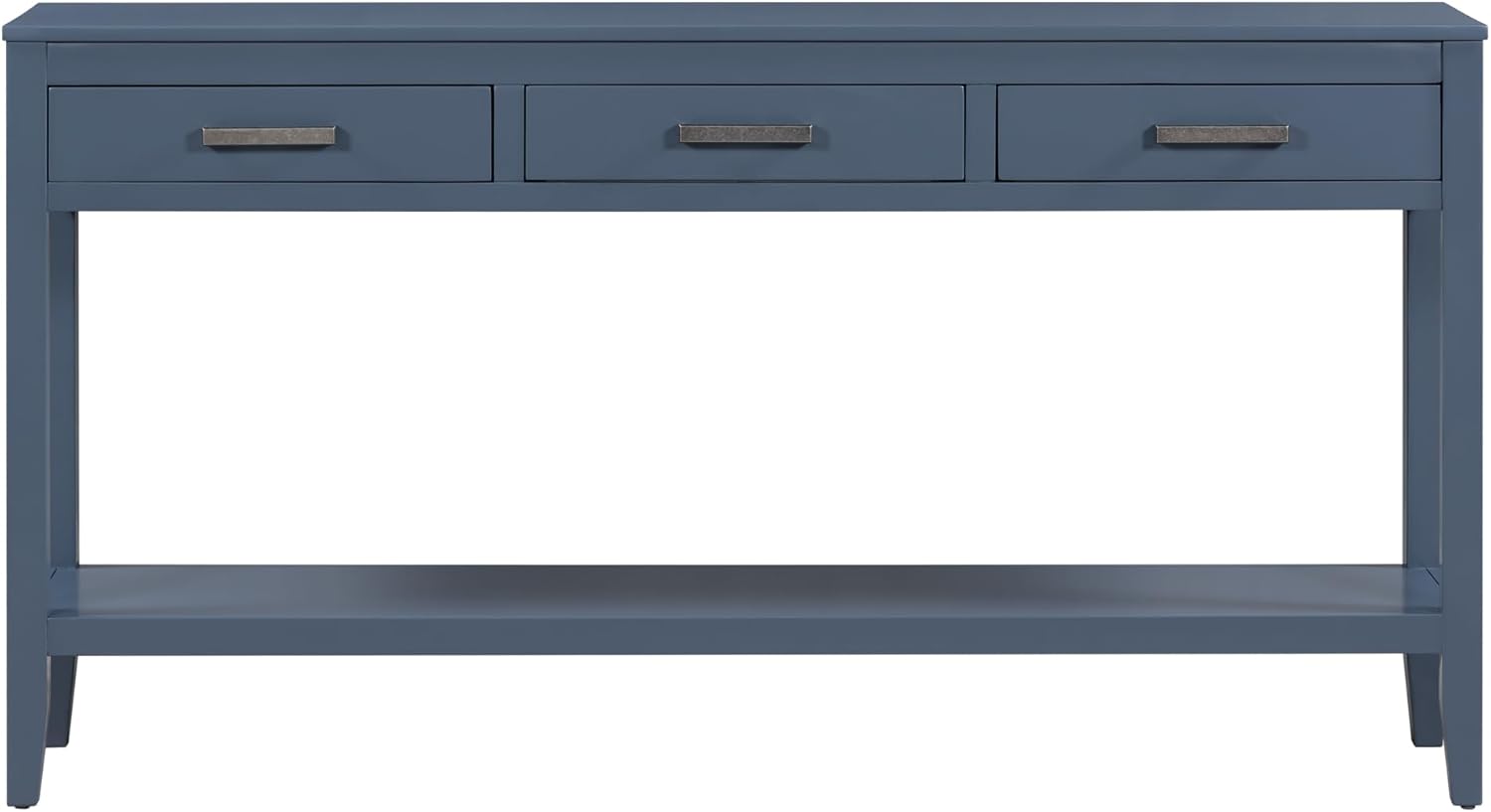 Merax Entryway Console Table with Storage, 3 Drawers Design/Wood Frame/Behind Couch & Sofa, Blue